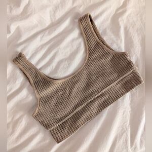 Z Supply Waffle Textured Beige Extreme Crop Top - Bra Top